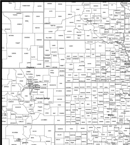 Central Plains States Map County Town Download To Your Computer